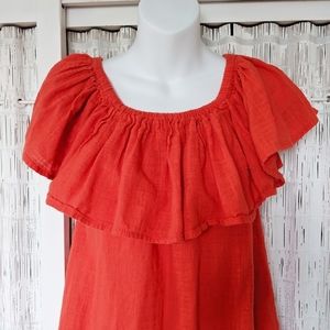 Billabong Orange Cotton Peasant Top Size S